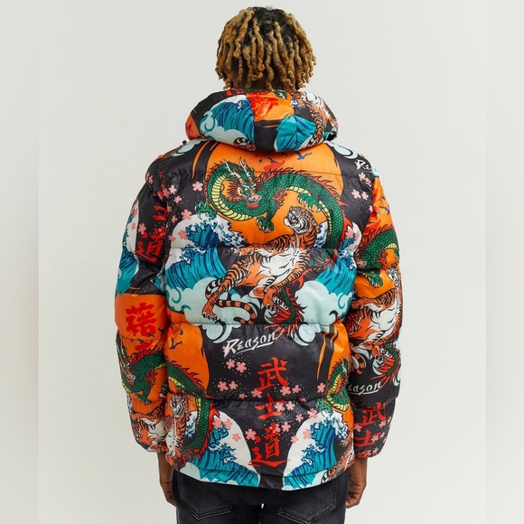 Reason Dragon Tiger Puffer Jacket size L - Picture 4 of 11